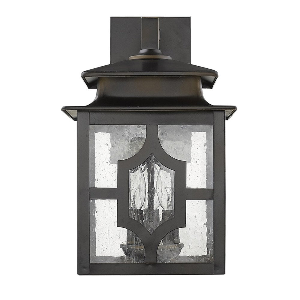 Black And Clear Three Light Seeded Dimmable Outdoor Hanging Lights With Bronze Shades HomeRoots