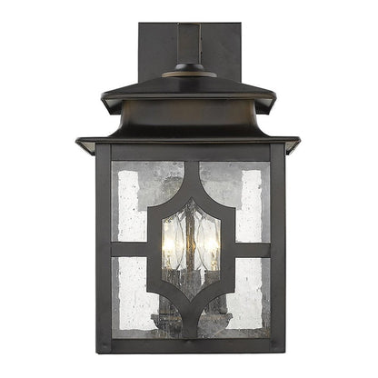 Black And Clear Three Light Seeded Dimmable Outdoor Hanging Lights With Bronze Shades HomeRoots