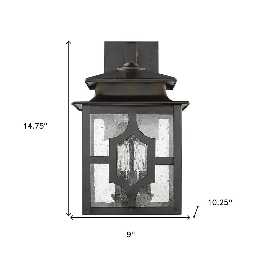 Black And Clear Three Light Seeded Dimmable Outdoor Hanging Lights With Bronze Shades HomeRoots