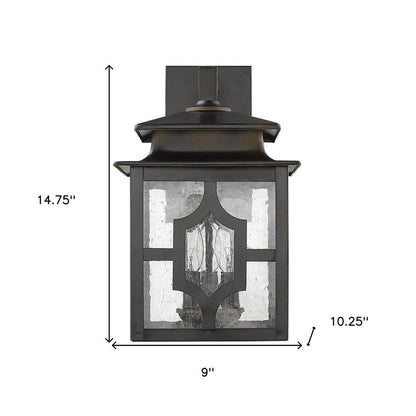 Black And Clear Three Light Seeded Dimmable Outdoor Hanging Lights With Bronze Shades HomeRoots