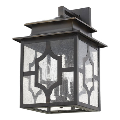 Black And Clear Four Light Seeded Dimmable Outdoor Hanging Lights With Bronze Shades HomeRoots