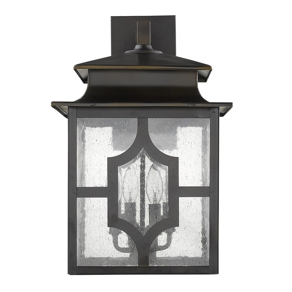 Black And Clear Four Light Seeded Dimmable Outdoor Hanging Lights With Bronze Shades HomeRoots