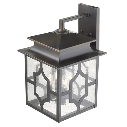 Black And Clear Four Light Seeded Dimmable Outdoor Hanging Lights With Bronze Shades HomeRoots