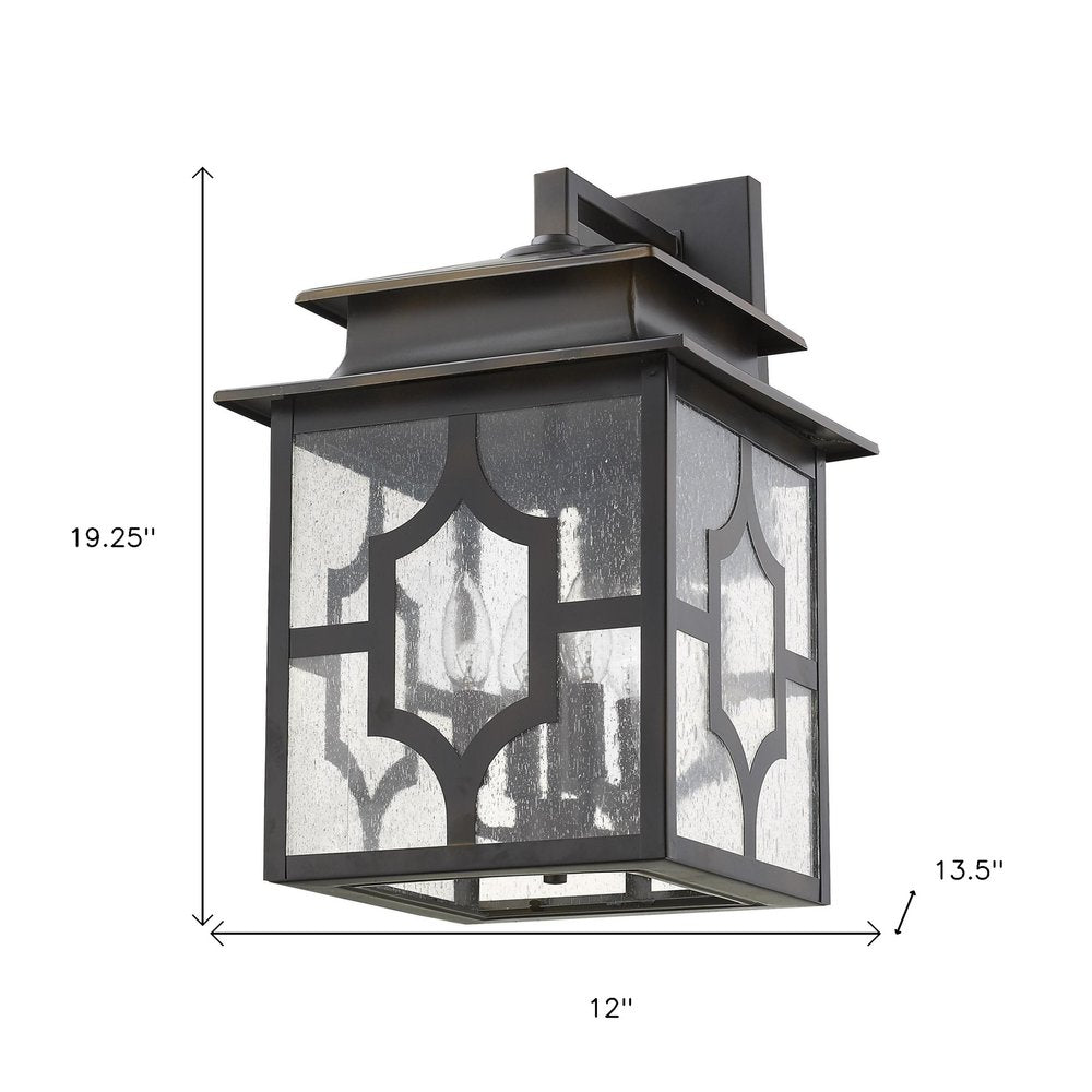 Black And Clear Four Light Seeded Dimmable Outdoor Hanging Lights With Bronze Shades HomeRoots
