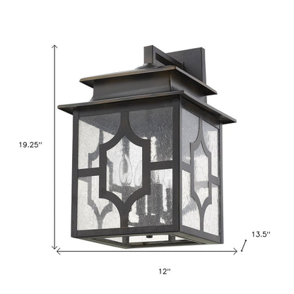 Black And Clear Four Light Seeded Dimmable Outdoor Hanging Lights With Bronze Shades HomeRoots