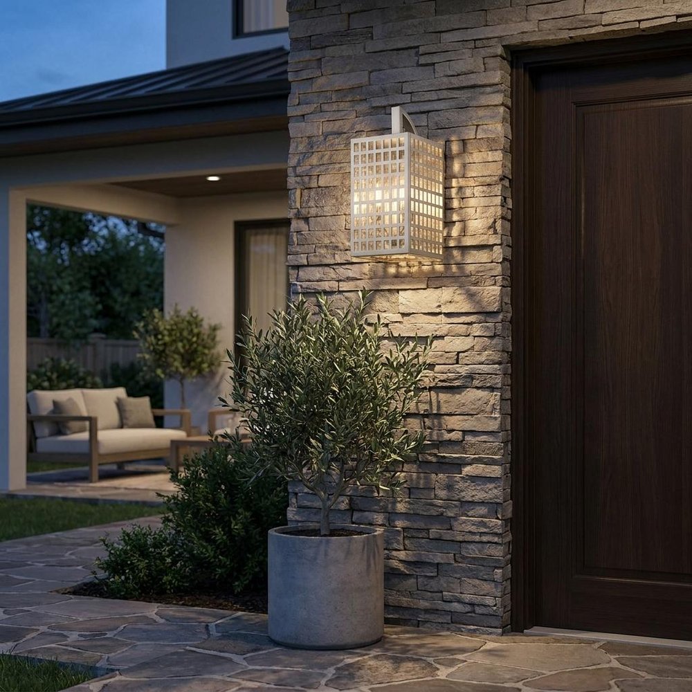 White And Clear Three Light Seeded Dimmable Outdoor Hanging Lights With White And Clear Shades — view 1
