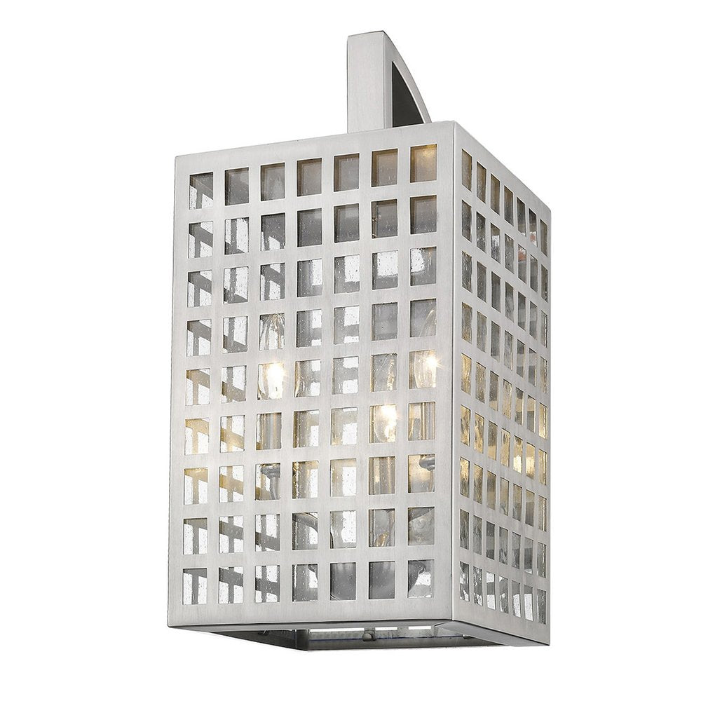 White And Clear Three Light Seeded Dimmable Outdoor Hanging Lights With Nickel Shades HomeRoots