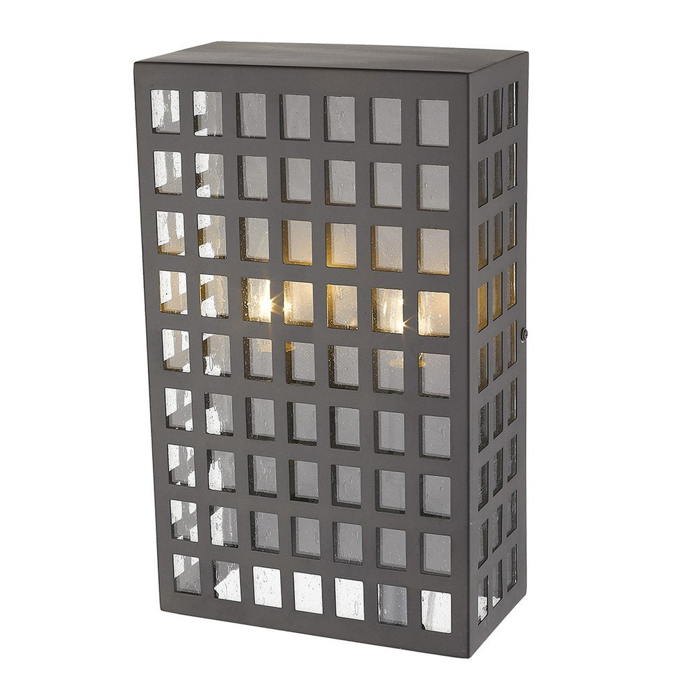Black And Clear Two Light Seeded Dimmable Outdoor Hanging Lights With Bronze Shades HomeRoots