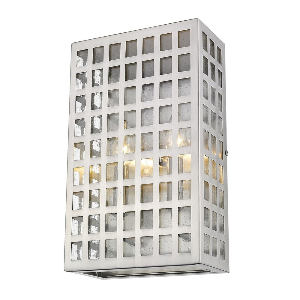 White And Clear Two Light Seeded Dimmable Outdoor Hanging Lights With Nickel Shades HomeRoots