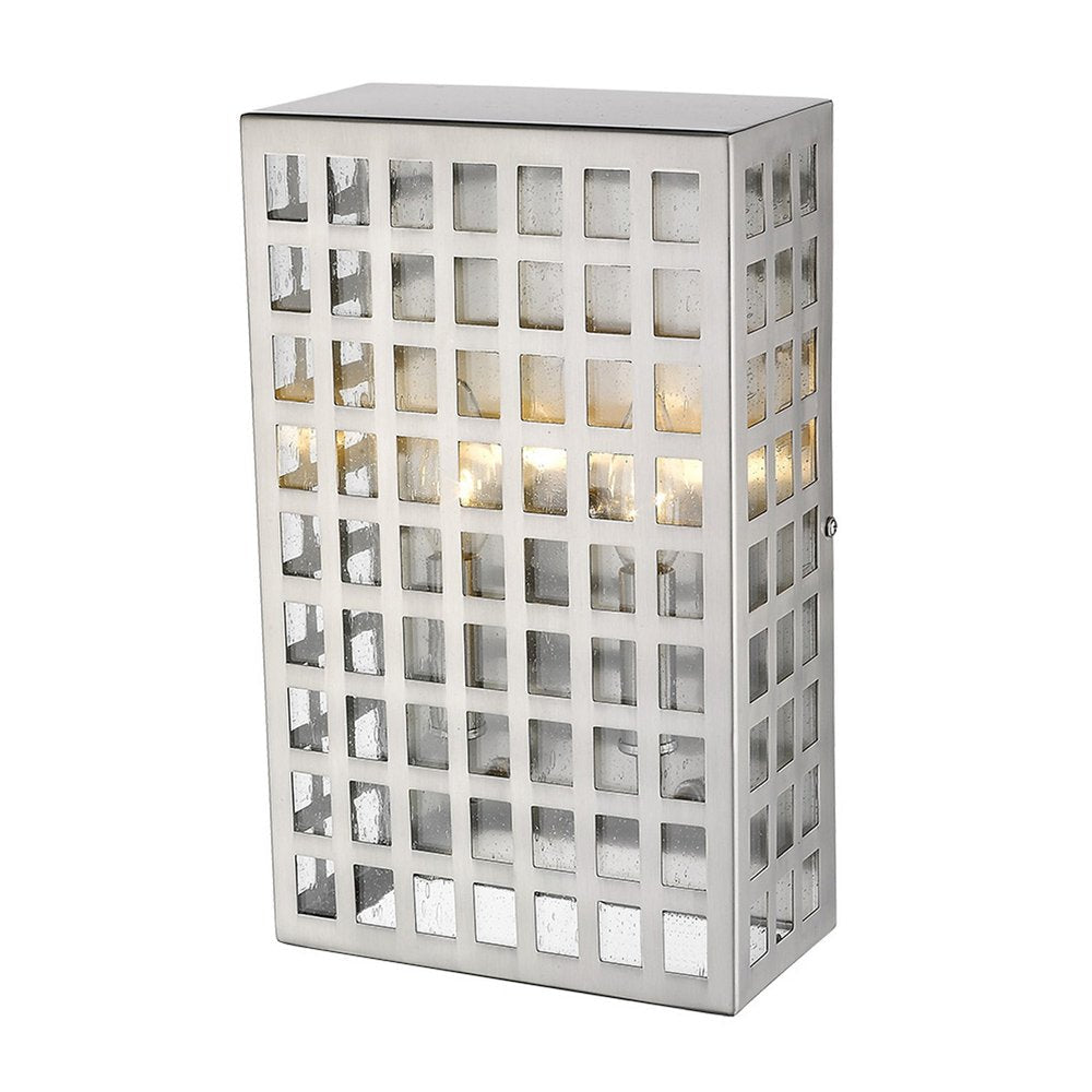 White And Clear Two Light Seeded Dimmable Outdoor Hanging Lights With Nickel Shades HomeRoots