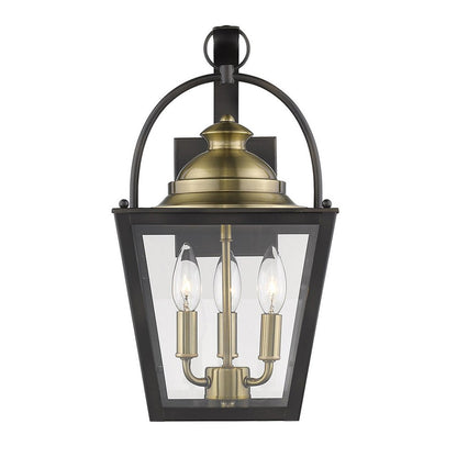 Black Clear And Brass Three Light Transparent Dimmable Outdoor Hanging Lights With Bronze Shades HomeRoots