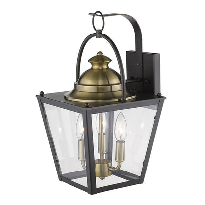 Black Clear And Brass Three Light Transparent Dimmable Outdoor Hanging Lights With Bronze Shades HomeRoots