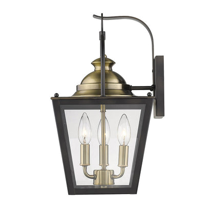 Black Clear And Brass Three Light Transparent Dimmable Outdoor Hanging Lights With Bronze Shades HomeRoots