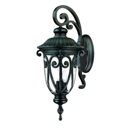 Black And Clear Three Light Seeded Dimmable Outdoor Hanging Lights With Black Shades HomeRoots