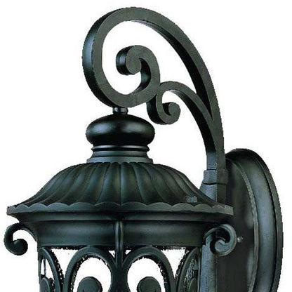 Black And Clear Three Light Seeded Dimmable Outdoor Hanging Lights With Black Shades HomeRoots