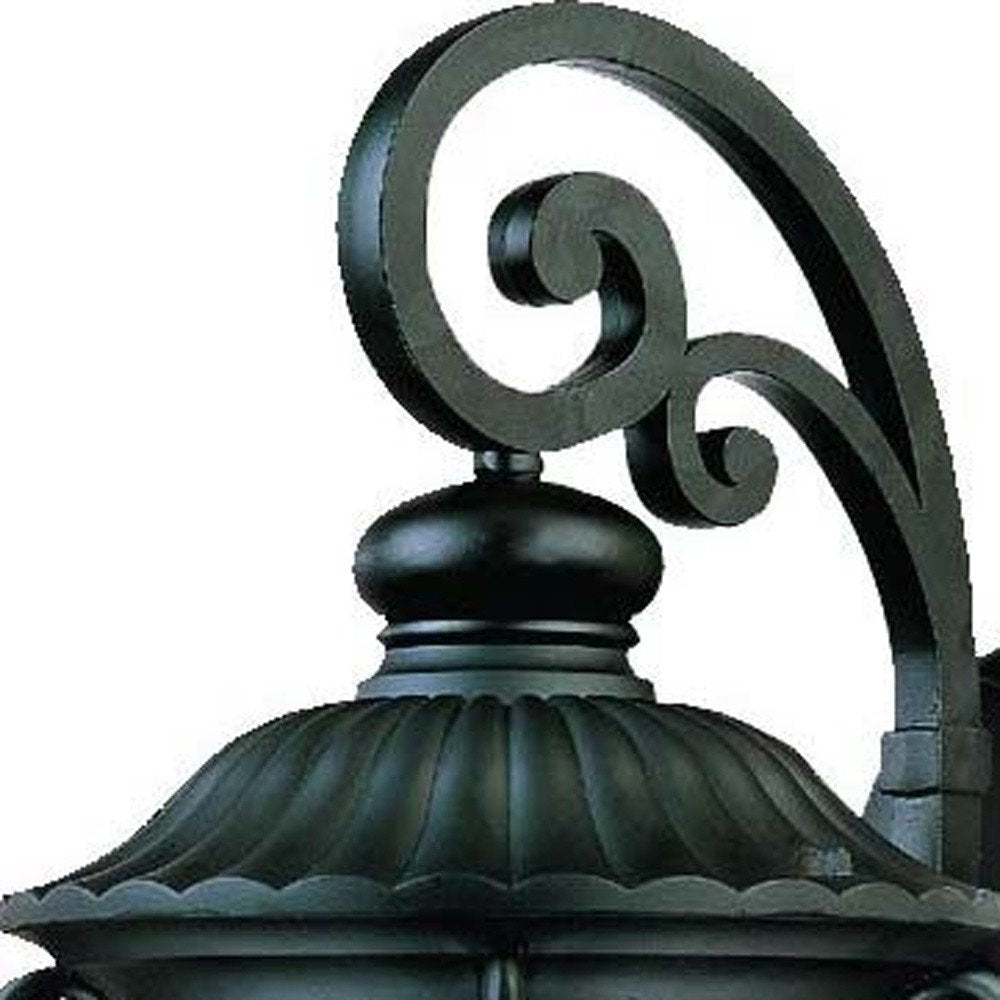 Black And Clear Three Light Seeded Dimmable Outdoor Hanging Lights With Black Shades HomeRoots