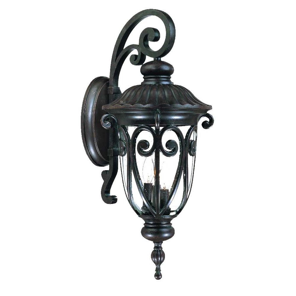 Black And Clear Three Light Seeded Dimmable Outdoor Hanging Lights With Black Shades HomeRoots