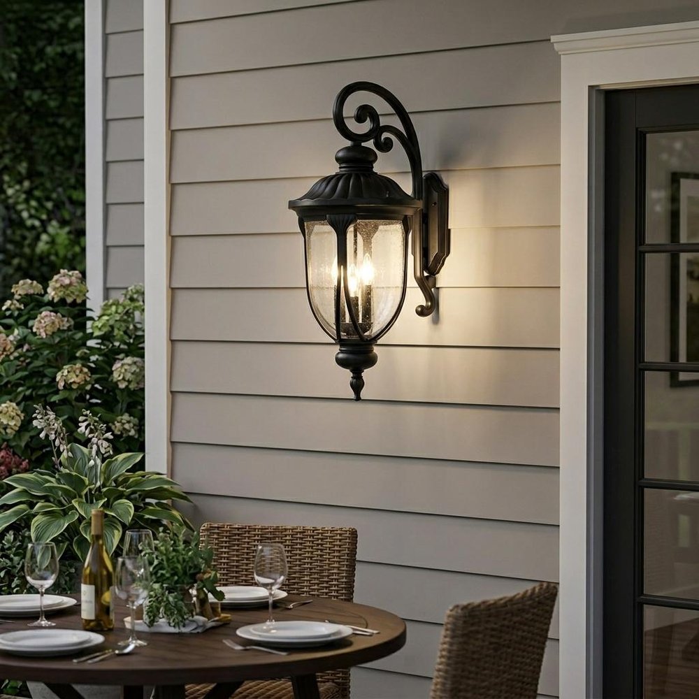 Laurens 3-Light Matte Black Wall Light HomeRoots