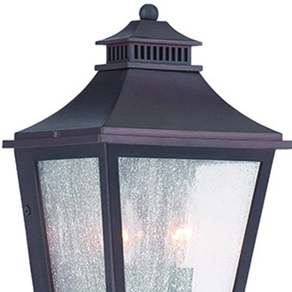 Black And Clear Two Light Transparent Dimmable Outdoor Hanging Lights With Antiqued Brass Shades HomeRoots