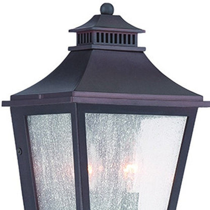 Black And Clear Two Light Transparent Dimmable Outdoor Hanging Lights With Antiqued Brass Shades HomeRoots