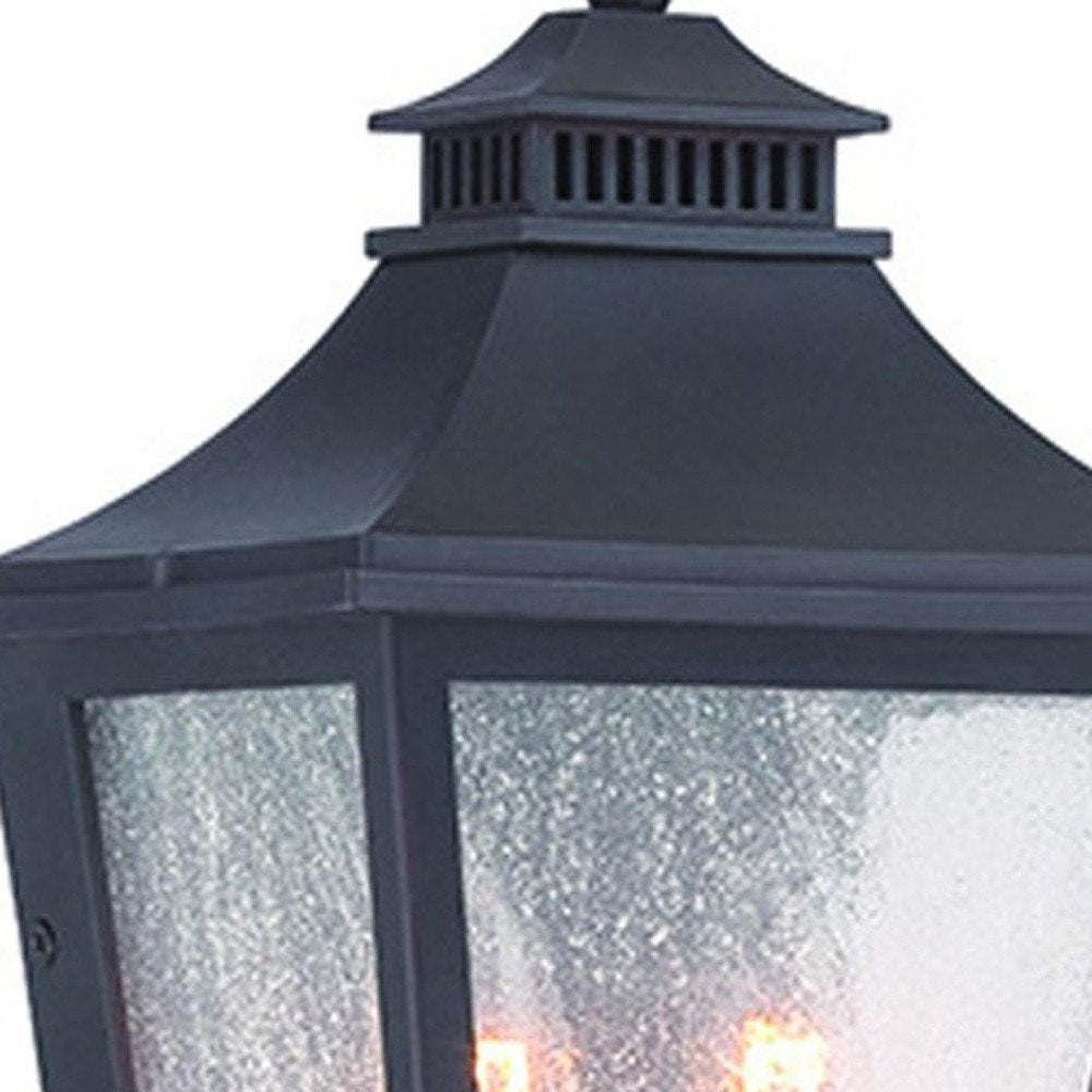 Black And Clear Two Light Transparent Dimmable Outdoor Hanging Lights With Black Shades HomeRoots