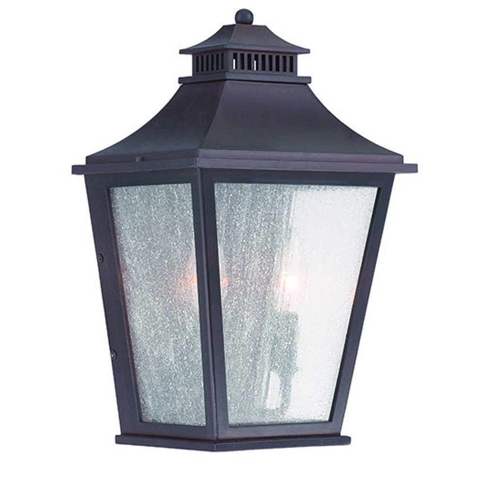 Black And Clear Two Light Seeded Dimmable Outdoor Hanging Lights With Antiqued Brass Shades HomeRoots