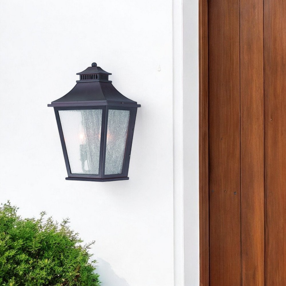XL Antique Bronze Two Light Pocket Lantern Wall Light HomeRoots
