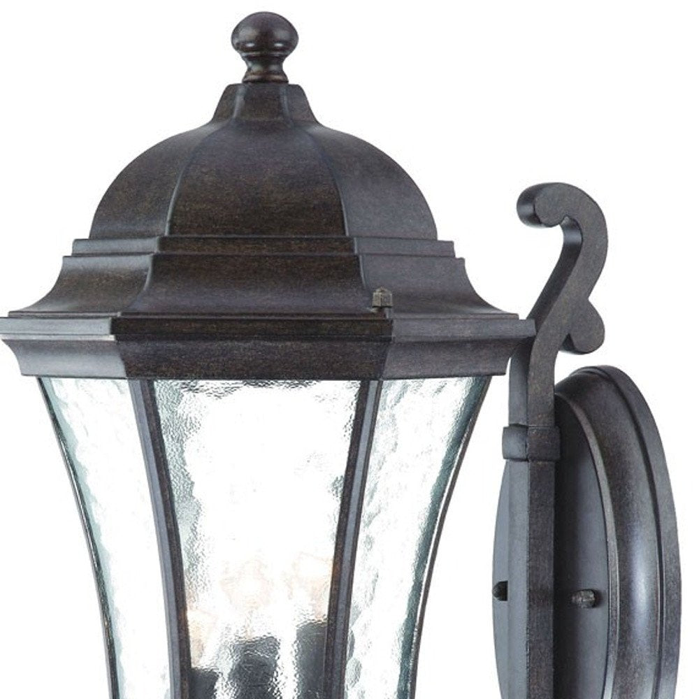 Black And Clear Three Light Hammered Dimmable Outdoor Hanging Lights With Black And Clear Shades — view 4