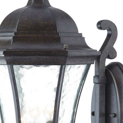 Black And Clear Three Light Hammered Dimmable Outdoor Hanging Lights With Black And Clear Shades