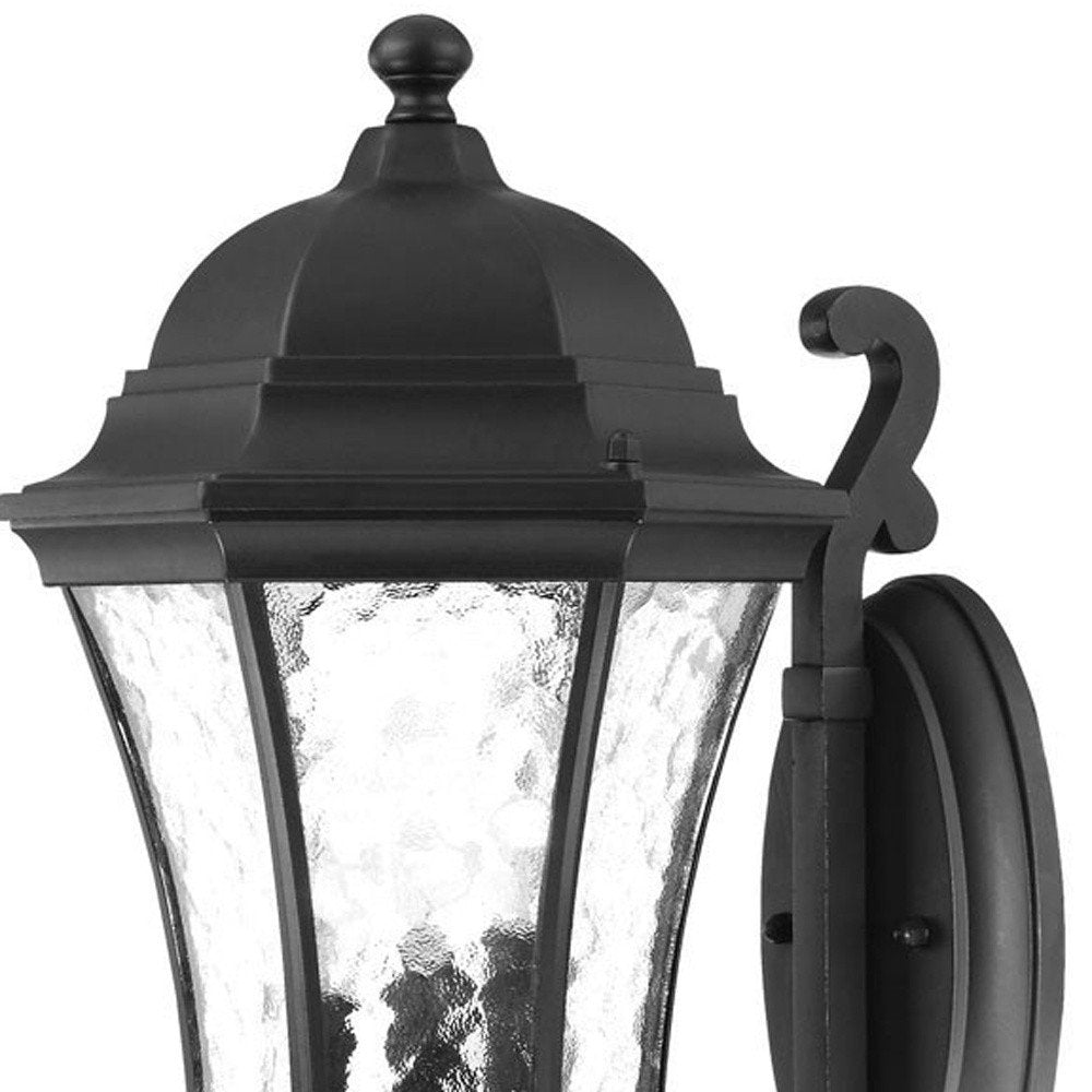 20" Black And Clear Metal and Glass Flush Mounted Sconce HomeRoots