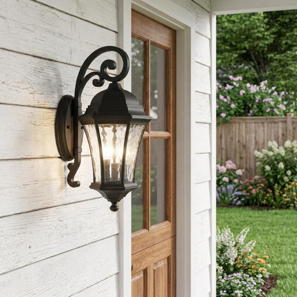 XL Matte Black Tapered Hanging Lantern Wall Light — view 6