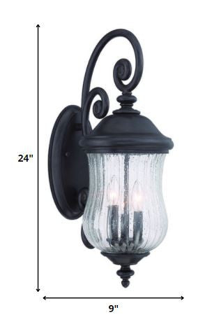 Black And Clear Three Light Seeded Dimmable Outdoor Hanging Lights With Black Shades HomeRoots