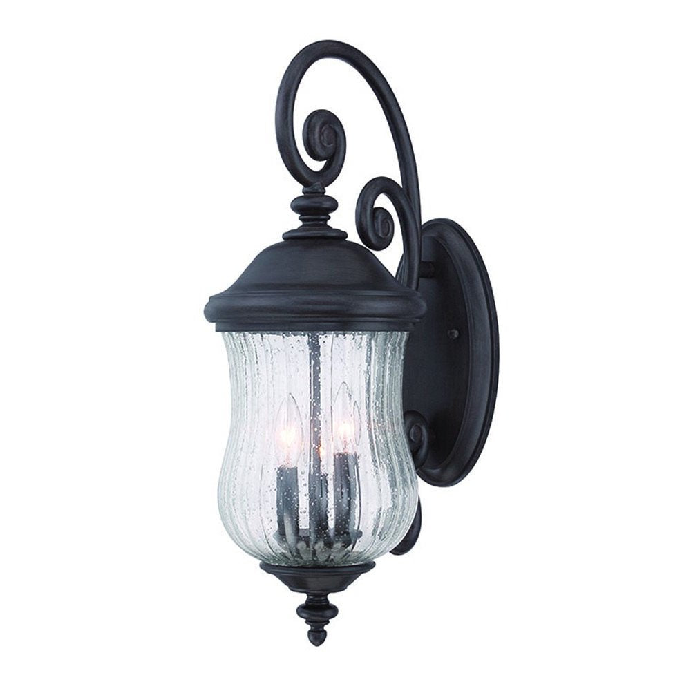 Black And Clear Three Light Seeded Dimmable Outdoor Hanging Lights With Black Shades HomeRoots