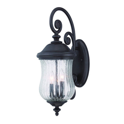 Black And Clear Three Light Seeded Dimmable Outdoor Hanging Lights With Black Shades HomeRoots
