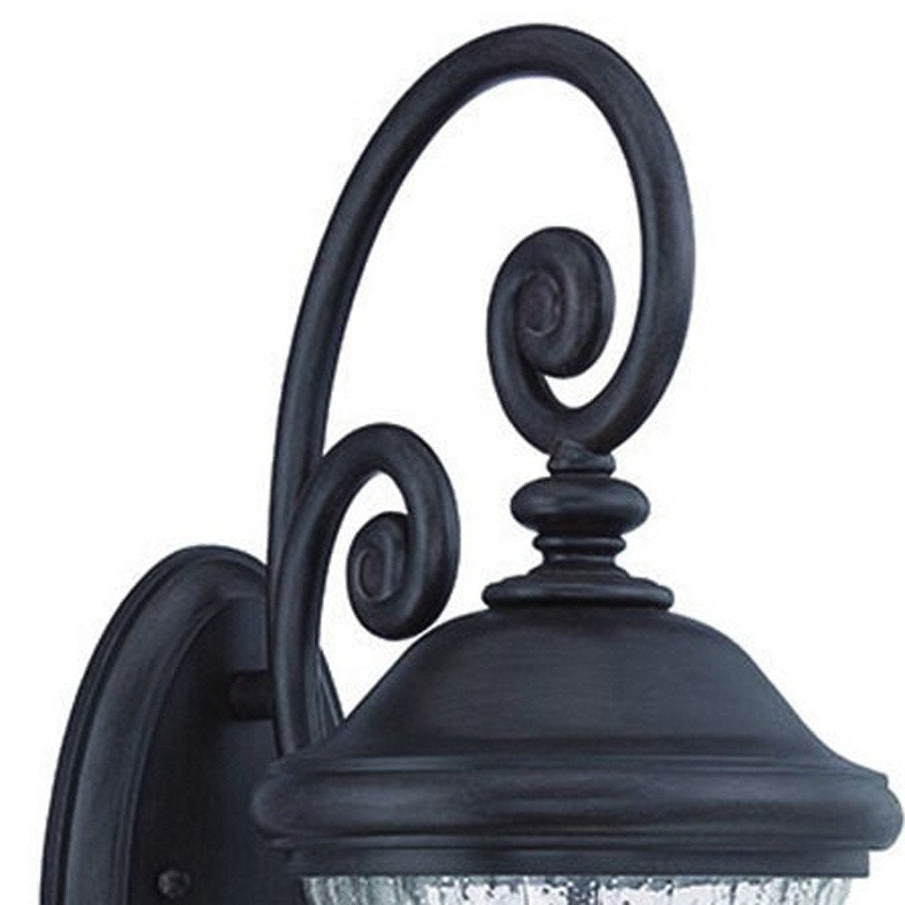 Black And Clear Three Light Seeded Dimmable Outdoor Hanging Lights With Black Shades HomeRoots