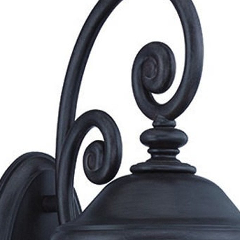 Black And Clear Three Light Seeded Dimmable Outdoor Hanging Lights With Black Shades HomeRoots
