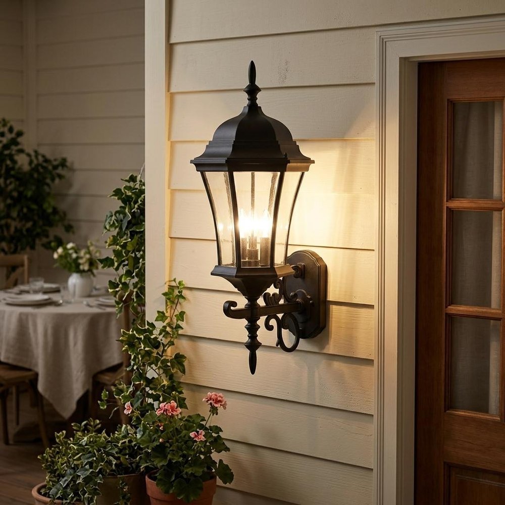 Matte Black Ornamental Carousel Lantern Wall Light HomeRoots