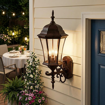 Dark Brown Ornamental Carousel Lantern Wall Light HomeRoots