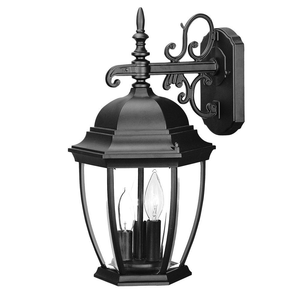 Three Light Matte Black Wide Hanging Lantern Wall Light — view 1