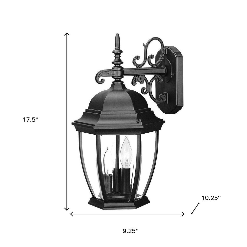 Three Light Matte Black Wide Hanging Lantern Wall Light HomeRoots