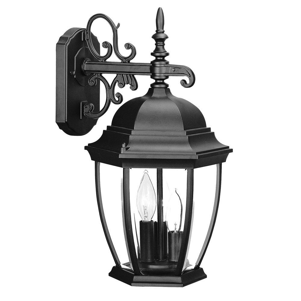 Three Light Matte Black Wide Hanging Lantern Wall Light — view 2