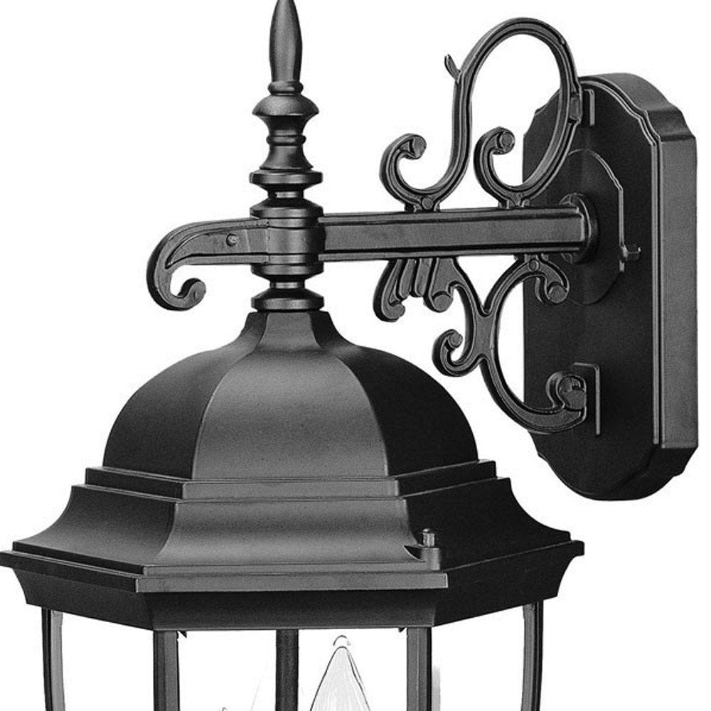 Three Light Matte Black Wide Hanging Lantern Wall Light — view 3