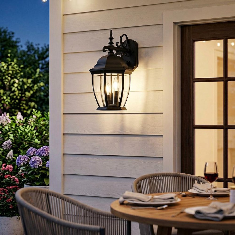 Three Light Matte Black Wide Hanging Lantern Wall Light HomeRoots