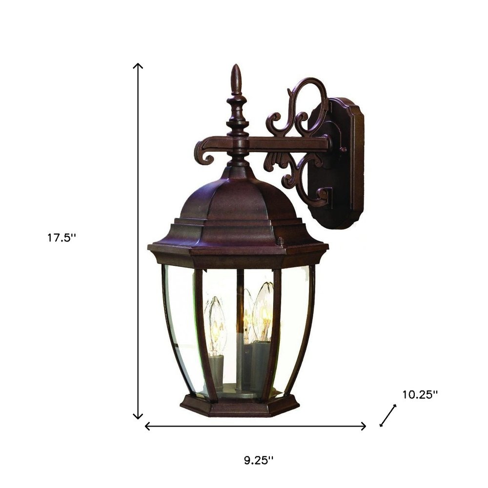 Three Light Dark Brown Wide Hanging Lantern Wall Light — view 4