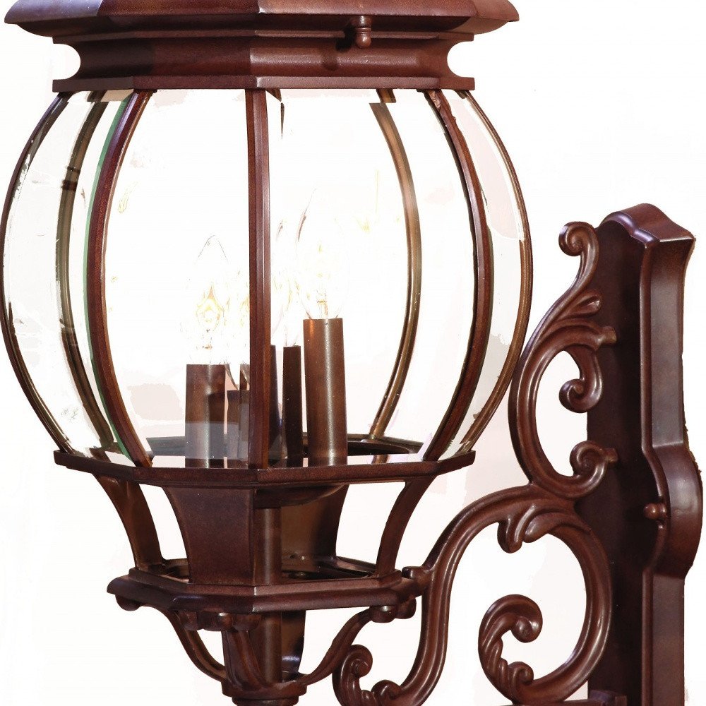 31" Walnut And Clear Metal and Glass Vanity Flush Mounted Sconce HomeRoots