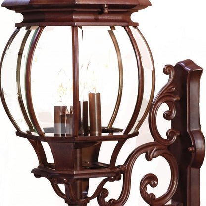 31" Walnut And Clear Metal and Glass Vanity Flush Mounted Sconce HomeRoots