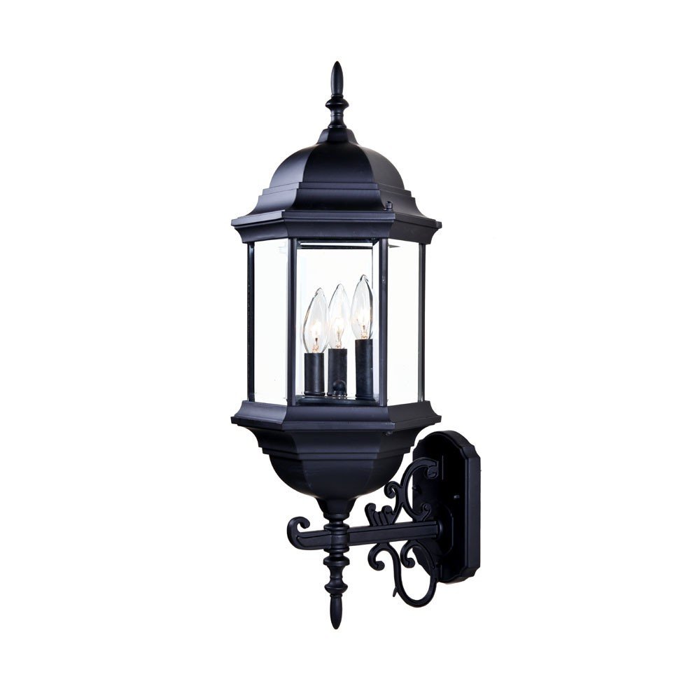 Three Light Matte Black Domed Glass Lantern Wall Light HomeRoots
