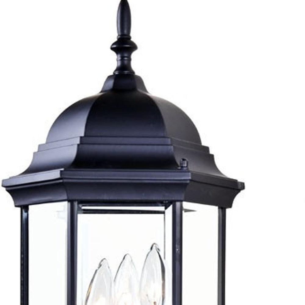 Three Light Matte Black Domed Glass Lantern Wall Light - FurniFindUSA