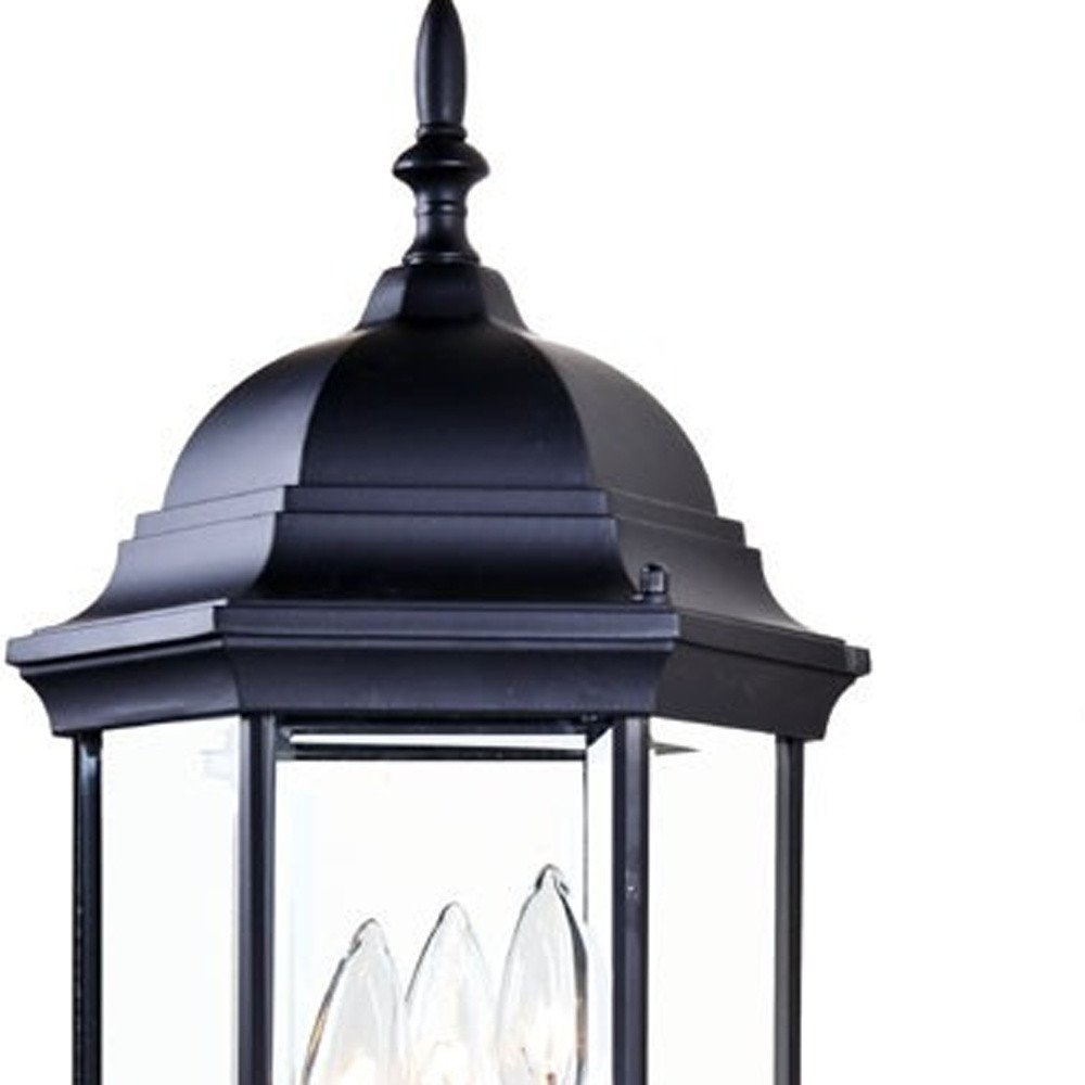 Three Light Matte Black Domed Glass Lantern Wall Light HomeRoots