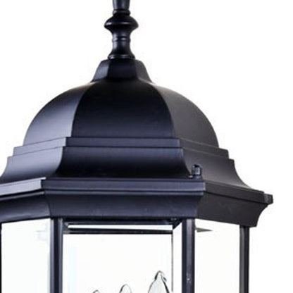 Three Light Matte Black Domed Glass Lantern Wall Light - FurniFindUSA